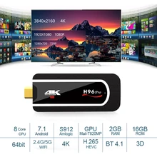 H96 Pro Android TV Stick OS 7.1 Amlogic S912 Octa Core 64Bit BT4.1 2.4g 5G Wifi TV Dongle 2G RAM 16G 1080 p 4 K HD Mini PC
