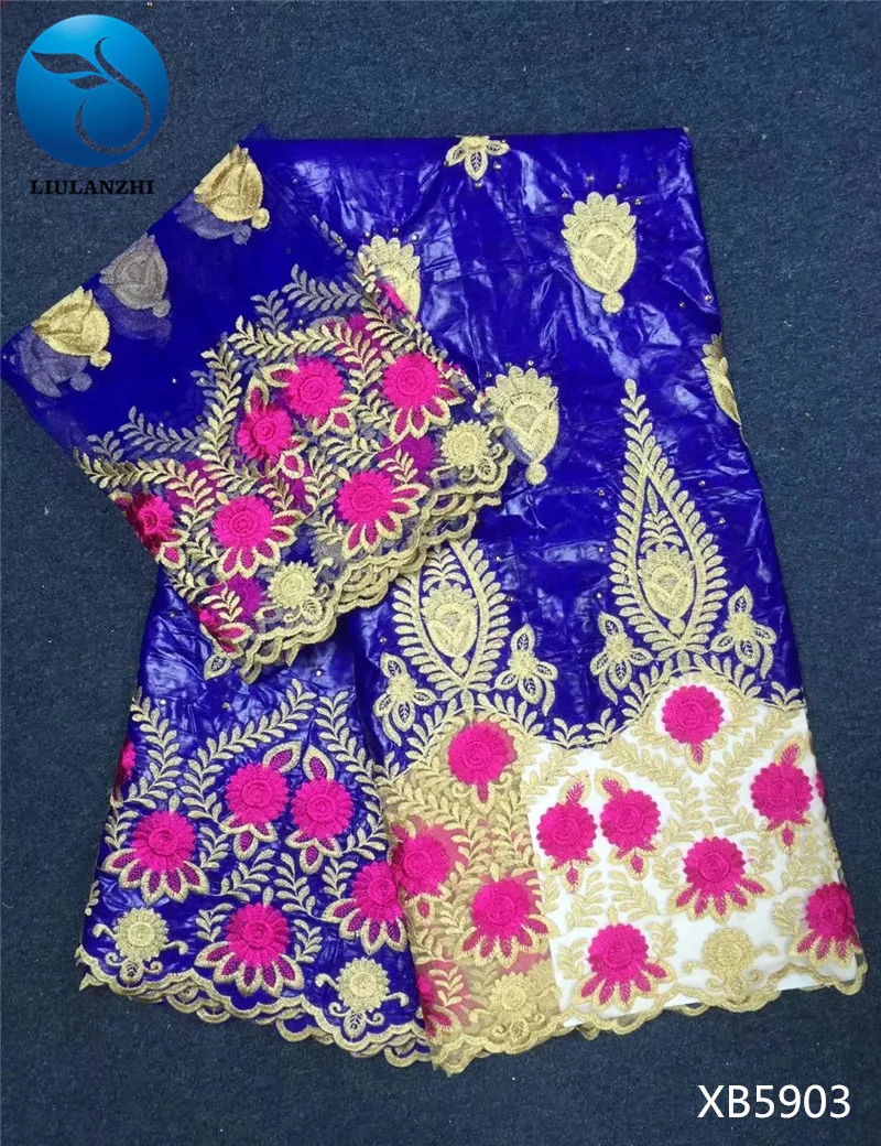 

LIULANZHI Royal blue bazin lace fabric with stones Fashion embroidery bazin riche broderie and nigerian net lace for dress XB59