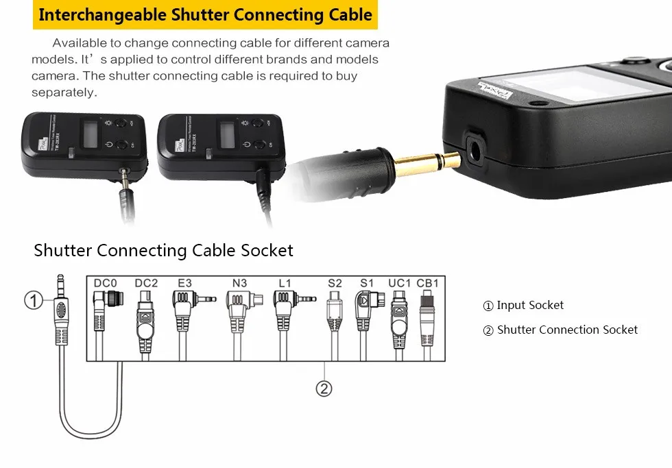 Pixel TW-283 пульт дистанционного управления с кабелем для спуска затвора и DC0 DC2 для Nikon D610 D7100 D5100 D3100 Камера Беспроводной ЖК-экраном таймером и Управление пикселей TW-283