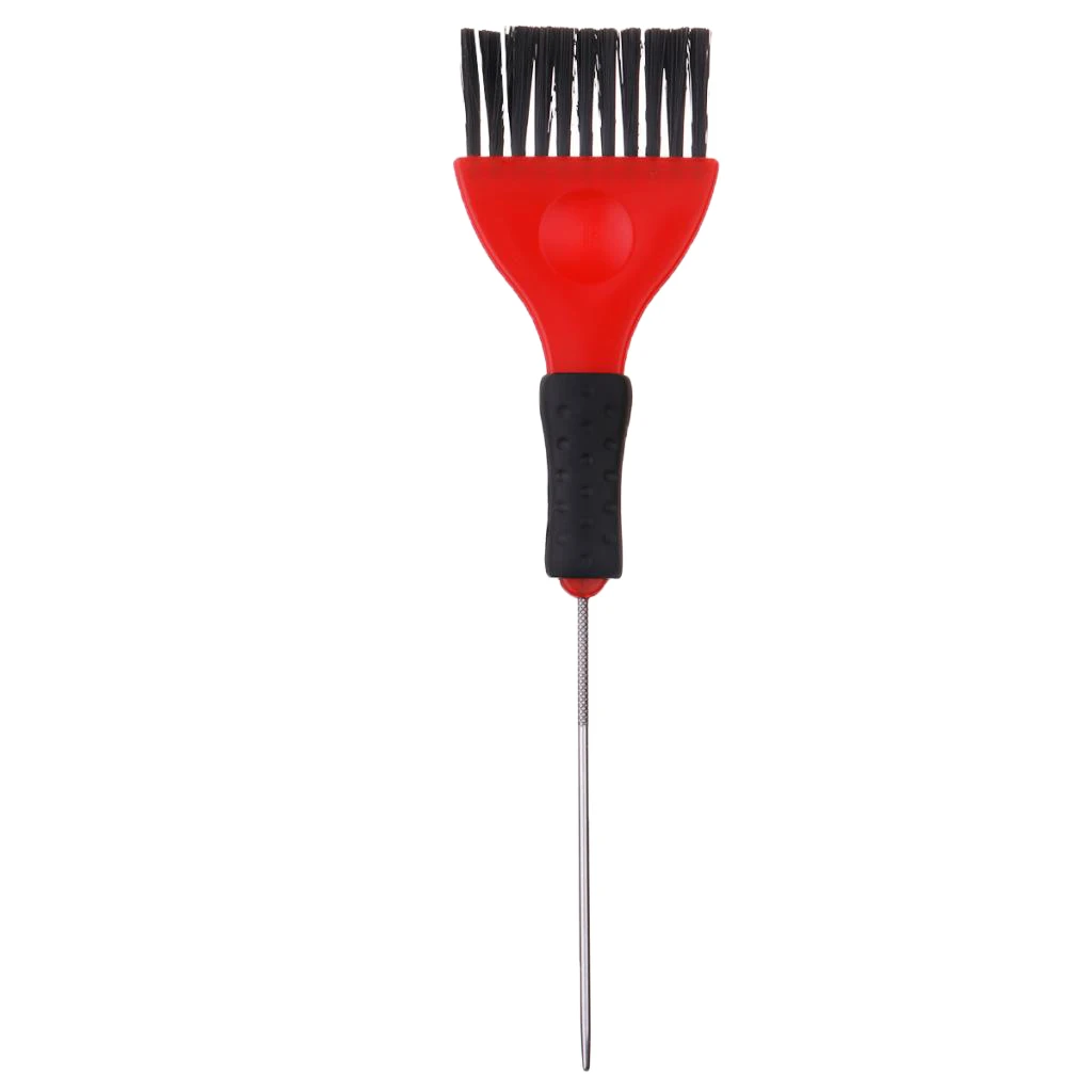 1 Piece Hair Tint Brush with Metal Pin Tail, Red & Black, Long Handle, Professional Hair Dye Applicator Brushes