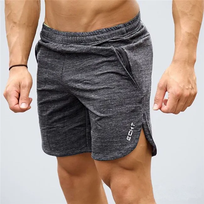 Летняя мужская доска для фитнеса шорты модные пляжные брюки Спортзалы, бодибилдинг тренировки мужские укороченные брюки до середины икры брендовые штаны - Цвет: Темно-серый