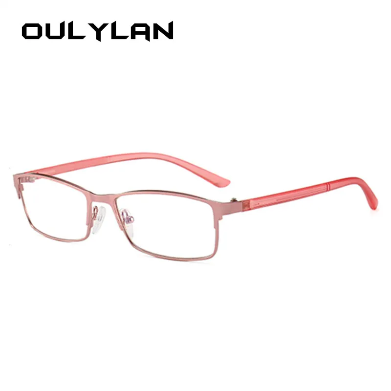 Oulylan, винтажные очки для чтения, для женщин и мужчин, прозрачный синий светильник, блокирующий женский металлический полуоправа, очки для дальнозоркости+ 1,0 4,0