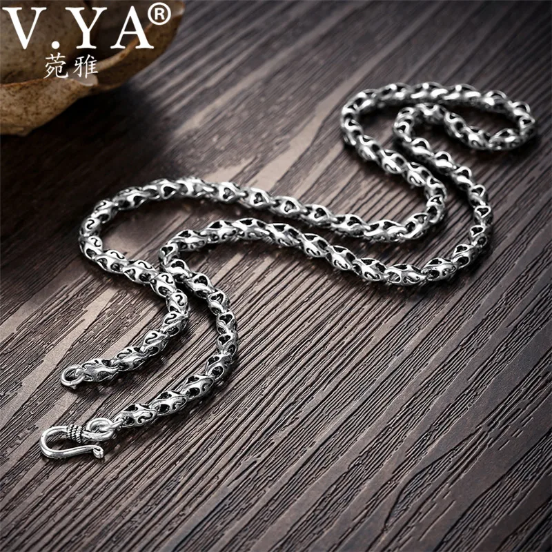 V. YA 5 мм толстая цепочка 925 пробы серебряные мужские ожерелья цепочки для мужчин S буква ретро тайские серебряные ювелирные изделия подарок на день рождения