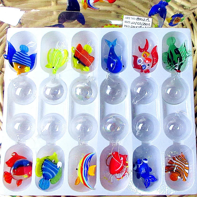 New Floating Glass Bubble Fish Figurine In Miniatura Ciondolo Decorazione Dell'Acquario Ornamenti Statua Di Animali Marini Accessori Per La Decorazion