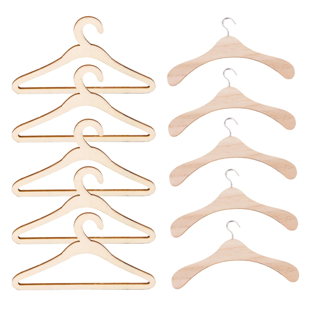 High Quality 10 Pieces 15cm Natural wood color Wood Clothes Hanger Metal Hook for 1:3 Male BJD SD17 Uncle Dolls