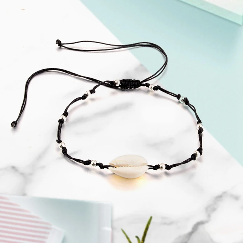 2018 Boho ювелирные изделия для ног простой черный канат ручной работы Серебряный