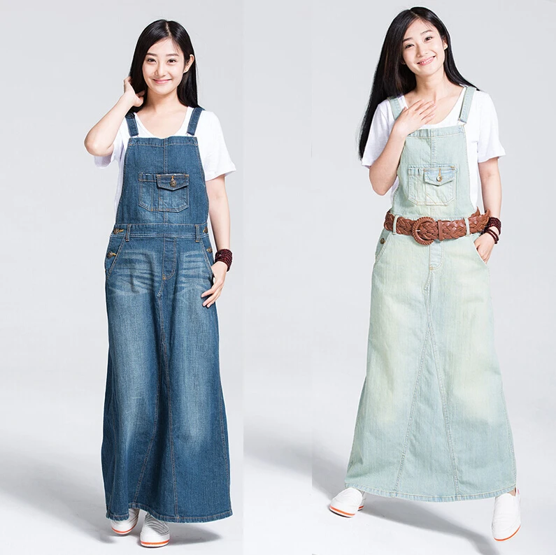 overall long dress denim