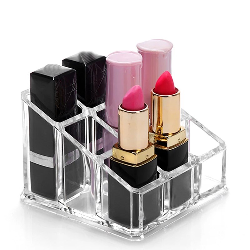 

2018 New Makeup Box Desktop Lipstick Storage Rack Plastic Transparent Cosmetics Organizer Nine Grid Makeup Storage Box-66967