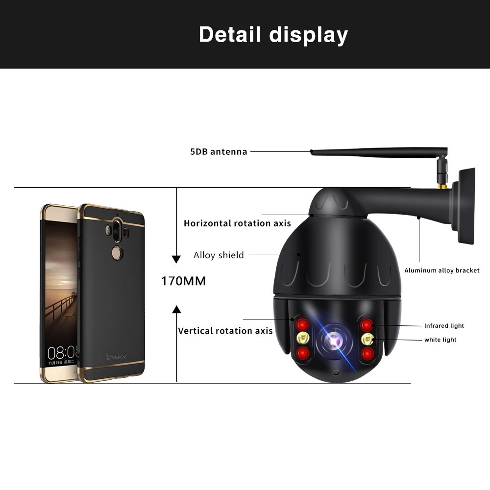  8mp 4k Cloud Wifi PTZ Camera Outdoor 2MP Auto Tracking Home Security IP Camera 5X Optical Zoom Spee