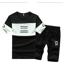 Мужские спортивные комплекты, футболки с коротким рукавом+ шорты, новые модные летние повседневные короткие штаны+ футболки, комплекты