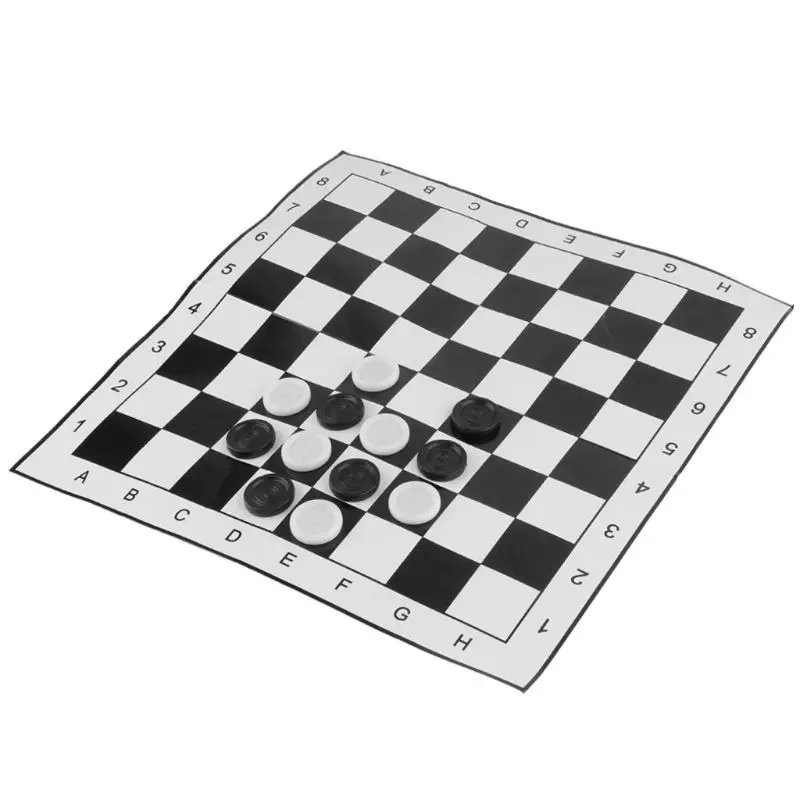 

Portable International Chess Checkers Foldable Draughts White & Black Board Game