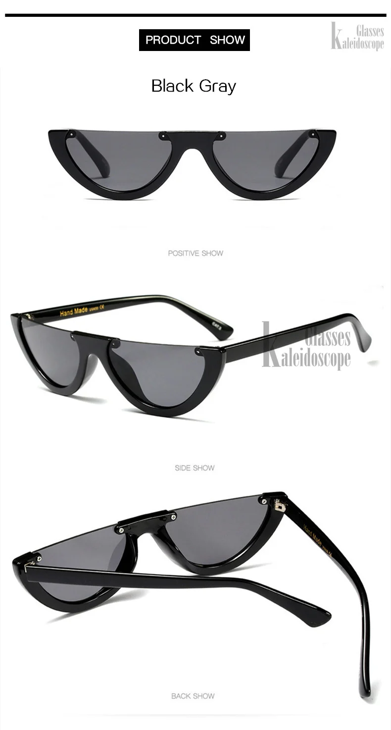 Калейдоскоп, очки, половинная оправа, солнцезащитные очки для женщин, маленькие, модные, кошачий глаз, солнцезащитные очки, желтые, розовые линзы, Glasess UV400 очки