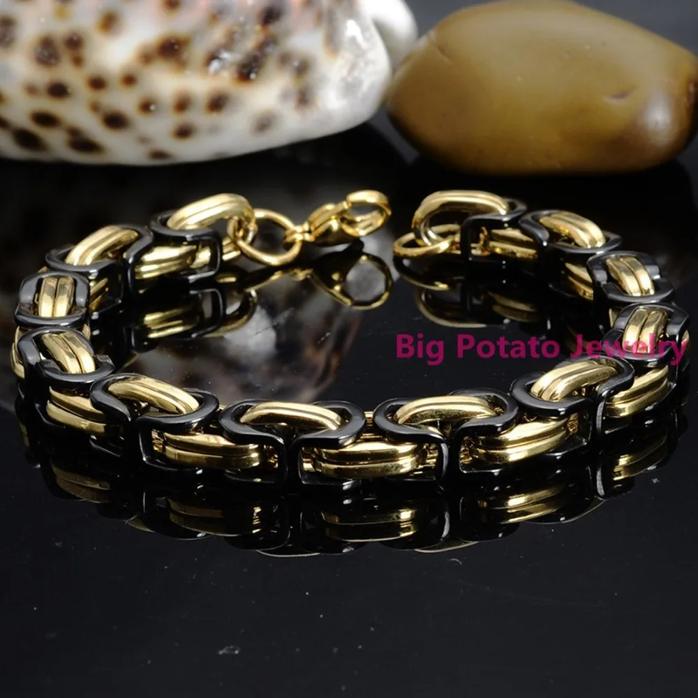 51.7g Hot Sale !FREE SHIPPING Stylish Men's Gold Black Bracelet 316L