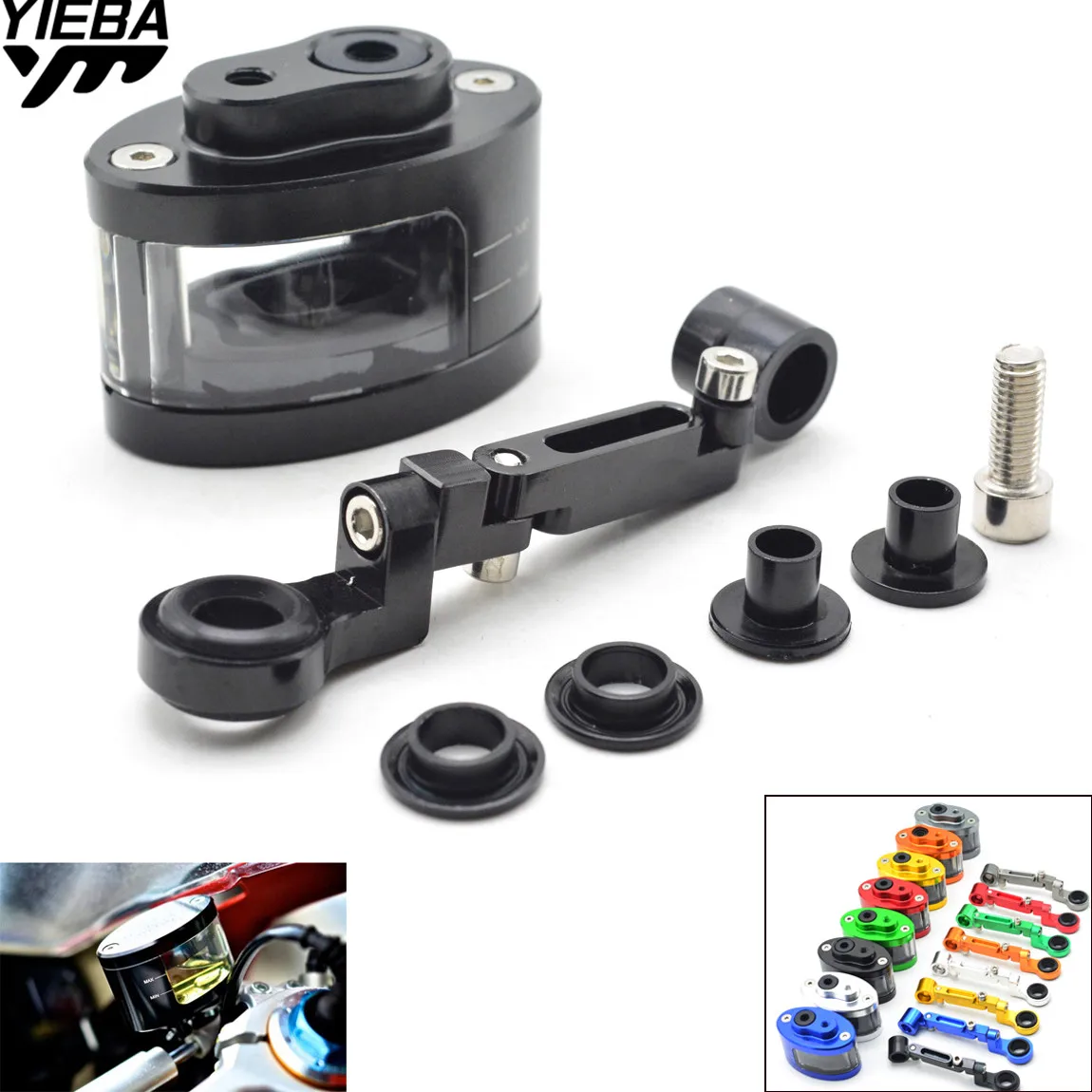 CNC Motorcycle Brake Fluid oil Reservoir Cup tank +support bracket FOR Suzuki GSXR GSX-R 600 750 1000 K1 K2 K3 K4 K5 K6 K7 K8 K9
