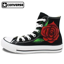 Women Men Sneakers Red Roses Converse All Star Original Design Hand Painted Shoes Custom Unique Gifts for Boyfriend Girlfriend