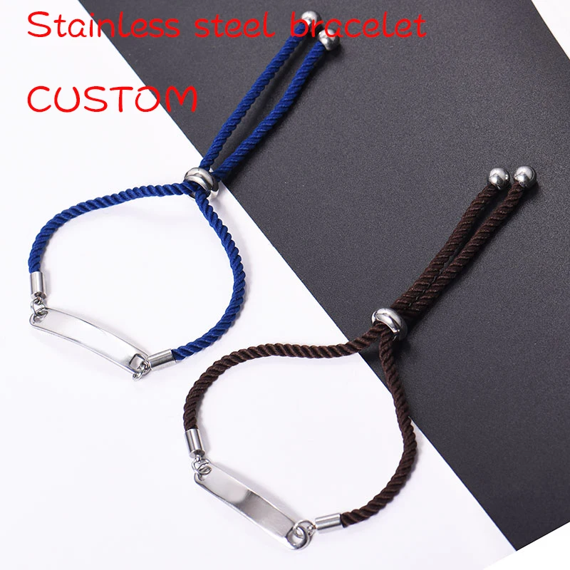 

Silver color Personalized Engraved Name Motto ID Tag Custom Women baby Stainless Steel Bracelet Simple Bangle Charms Jewelry