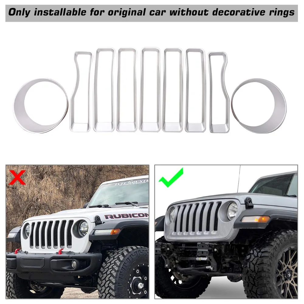Сетчатая решетка для Jeep Wrangler JL вставка гриля 7 шт. и 2 Накладка фар черный