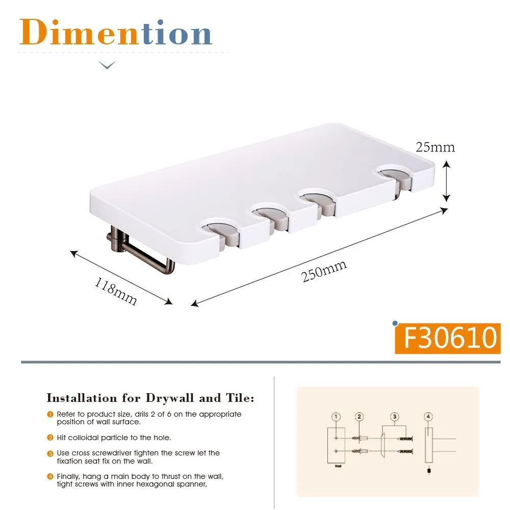 CRW Многофункциональный Ванная комната полка с Зубная щётка вешалка держатель Полотенца Крюк настенный ABS+ Нержавеющая сталь f30610