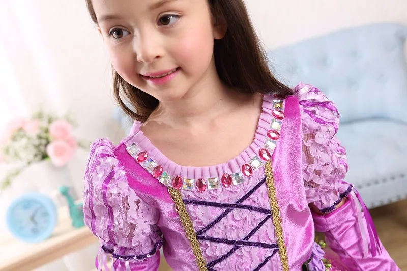 Детский костюм Рапунцель в винтажном стиле для детей от 3 до 12 лет; милое платье для девочек на день рождения с героями мультфильмов; вечерние платья принцессы для костюмированной вечеринки
