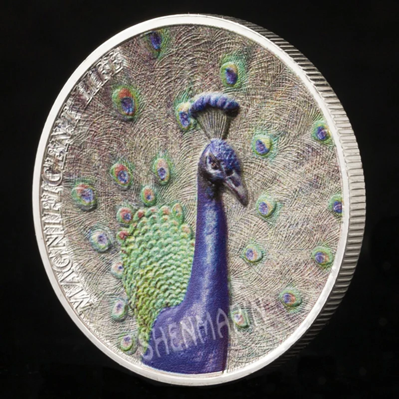 Острова Кука Великолепная жизнь синий павлин памятная монета 999 серебро 5 долларов коллекционные монеты Elizabeth II Challenge Coin