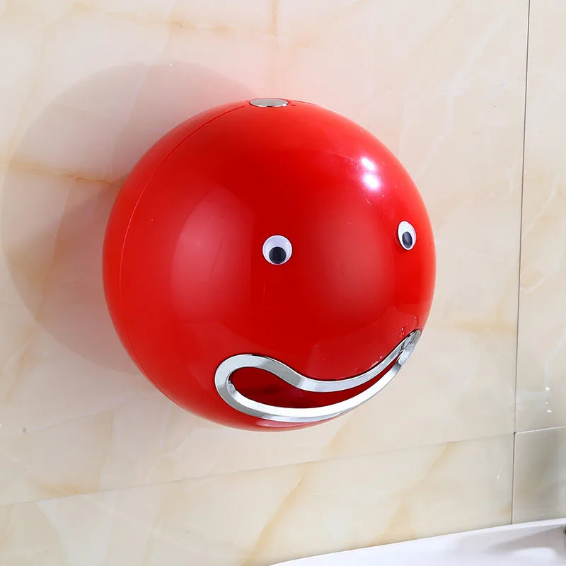 Рулон ткани коробка мультфильм шаровой формы Бесплатный удар стены стикеры домашний декор ванная комната Принадлежности бумажный органайзер для хранения пластик - Цвет: Красный