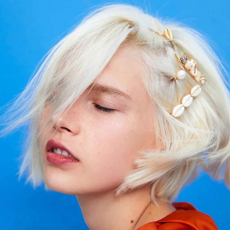 5pcs/set New Marine Style Metal Gold Shell Conch Pearl Hairpins Hair Clips for Women Hairgrip Beach Hair Accessories