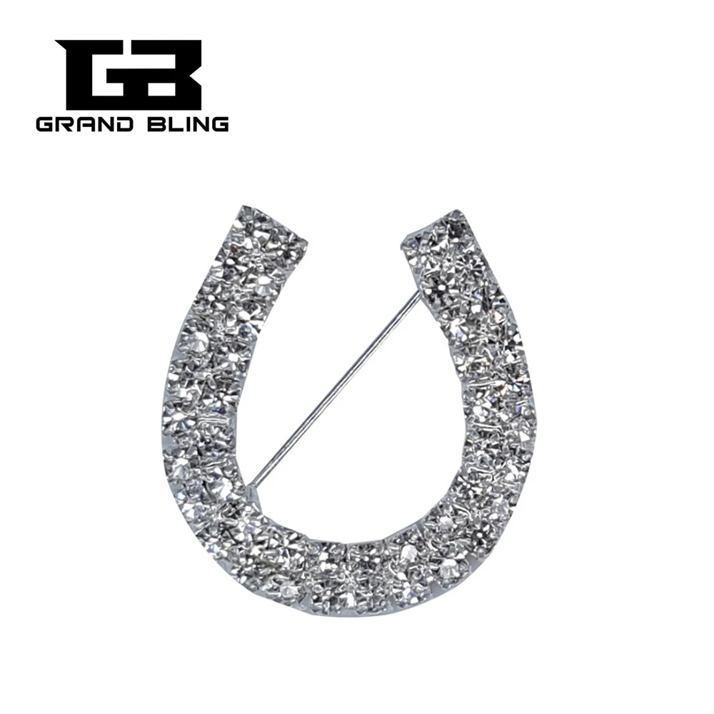 

Grandbling Rhinestone Jewelry Horse Shoes Pin Unqiue Gift Rhinese Broches