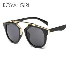 ROYAL GIRL Round Sunglasses Women Brand Designer Flot Top Sun Glasses Female Mirror Shades Oculos Cat