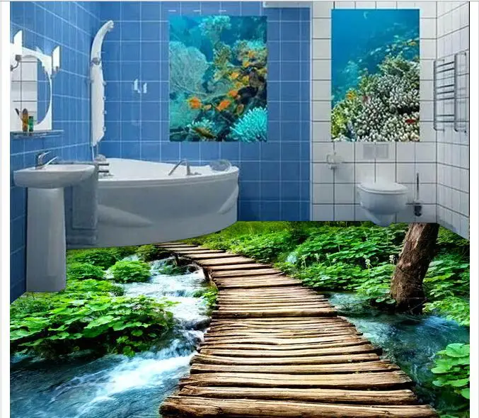 3d Niestandardowy Mural Tapety Nieprzemakalne Pcv Małe Most Płynącej