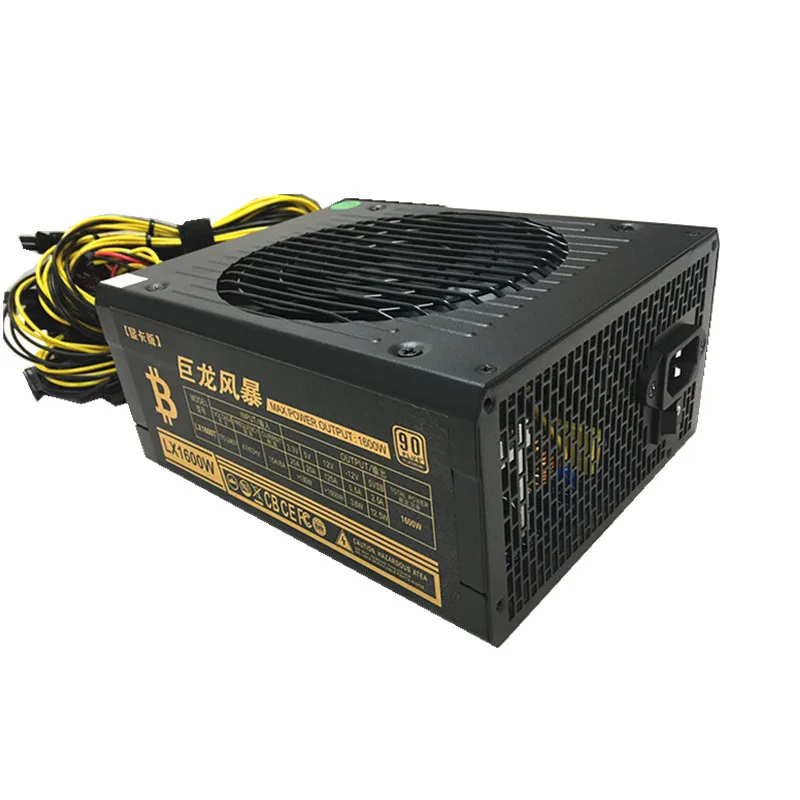 Etherfie Шахтер Powre питания 1600 Вт Bitcoin XMR случае Asic PSU ATX 12 В 125A применить R9 370 380 RX 470 480 570 580 1060 видеокарта