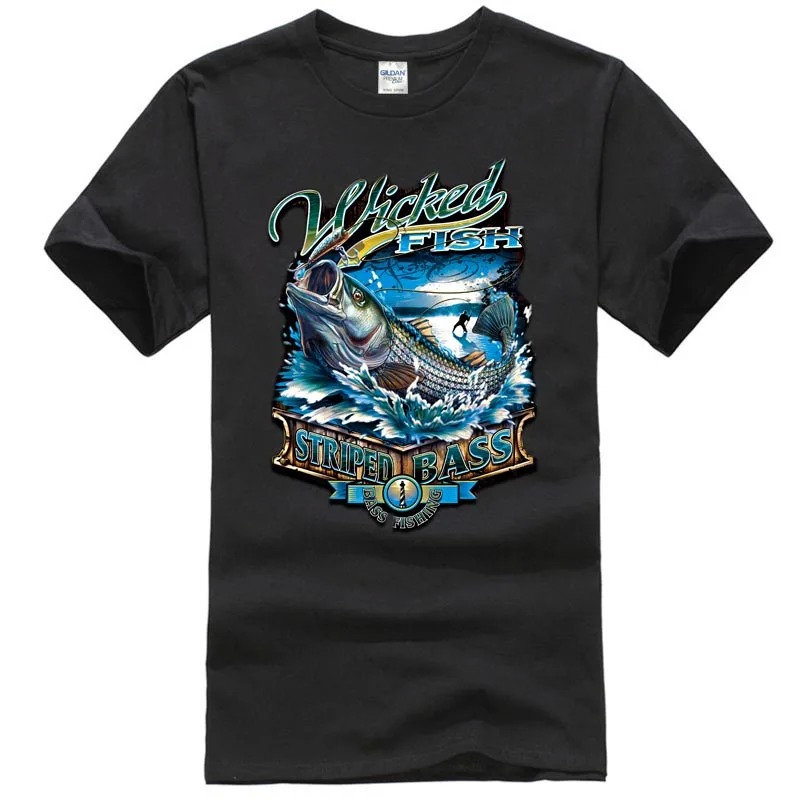 Erazor Bits Mens Graphic Apparel T-Shirt Wicked Fish Striped Bass Fishing Hip Hop men tshirt rock Unisex t shirt Fashion Tops