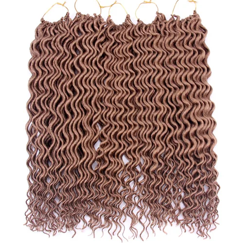 FALEMEI Faux locs CURLY, вязаные волосы, 18 дюймов, 60 г, синтетические волосы, вязаные для наращивания, плетенные волосы, богемные замки, вязанные крючком косички - Цвет: #27