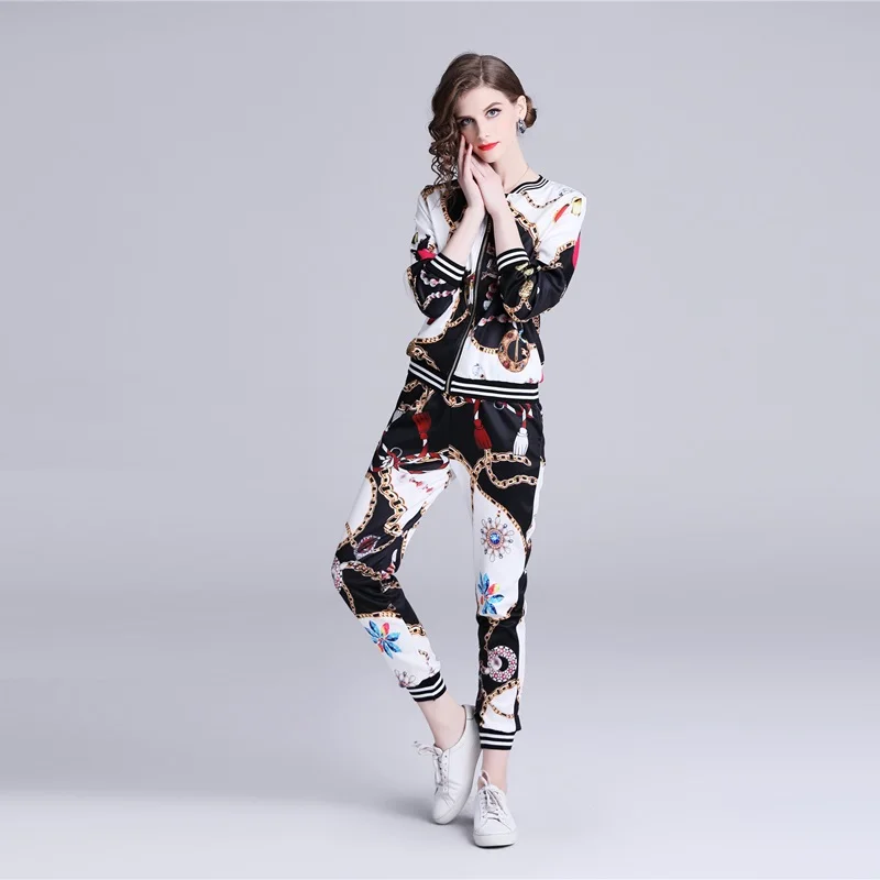 Весна Осень 2019 женские толстовки с принтом для подиума Harajuku спортивные костюмы