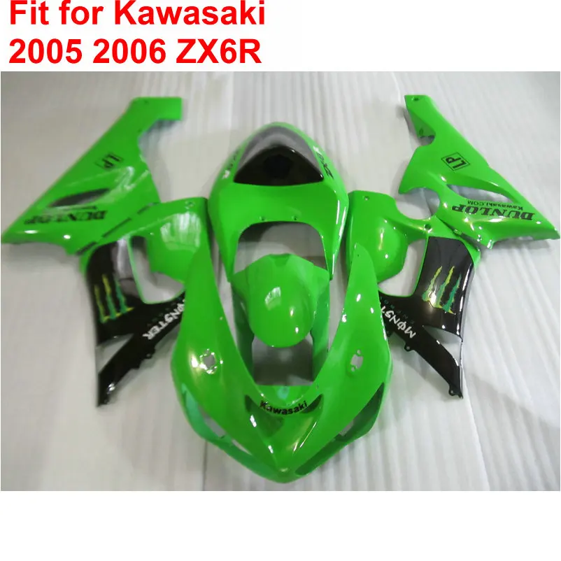 New hot motorcycle fairings for Kawasaki ninja ZX6R 05 06 green black fairing kit ZX6R 2005 2006 TY20