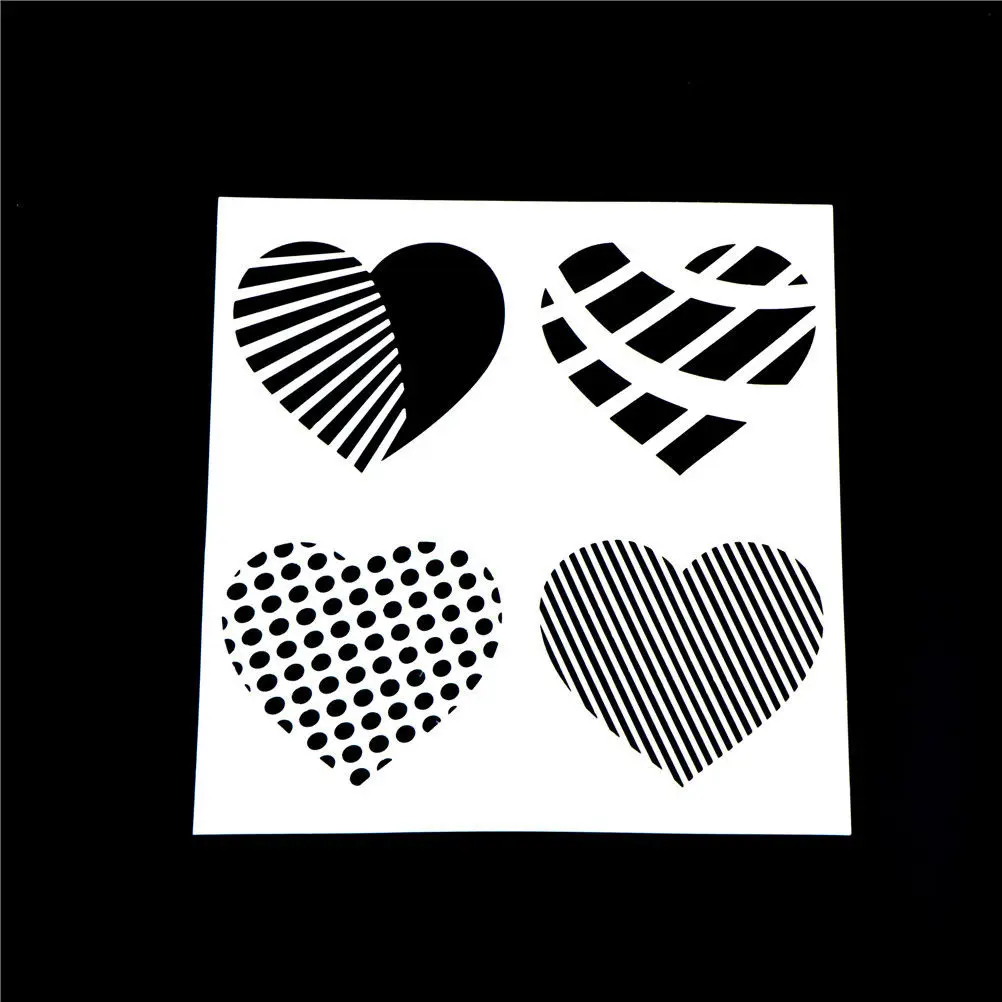 1pcs 16*16cm heart Design Wall Hand Painting Spray Grain Stencil For DIY Decor Pattern Mold Tools | Дом и сад