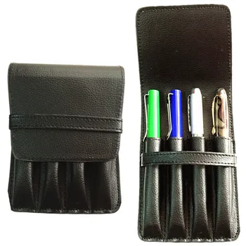 

HIGH QUALITY LUXURY BLACK ROLLER AND FOUNTAIN PENS CASE HOLDER FOR 4 PEN