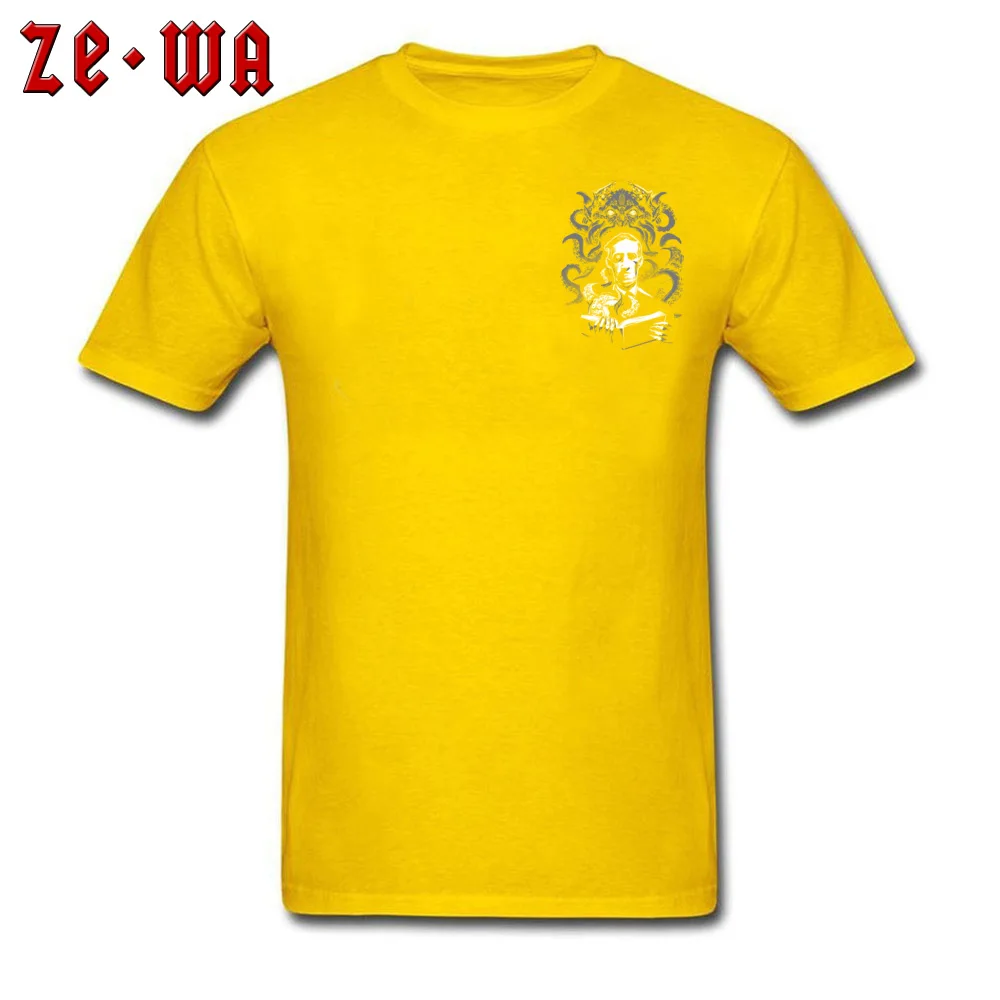 100% Cotton Man Short Sleeve Love Cthulhu Tshirts Design T Shirt New Coming Unique Crew Neck Tee Shirts Top Quality Love Cthulhu Chest yellow
