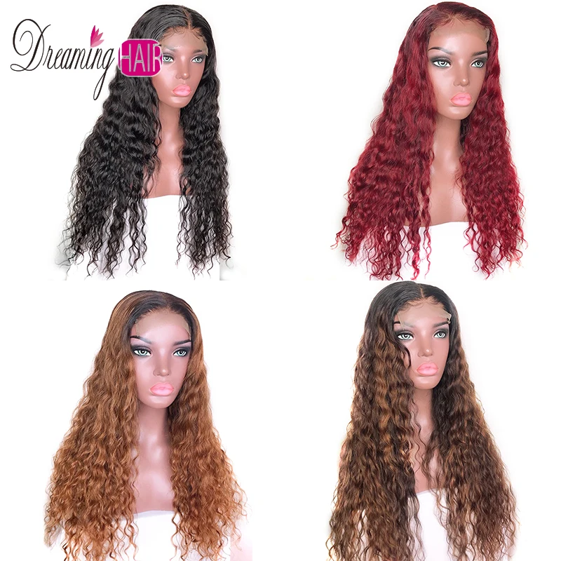 

150% density 13x6 Curly Lace Front Human Hair Wig For Black Woman Pre Plucked Brazilian Ombre Blonde Red Wigs With Baby Hair