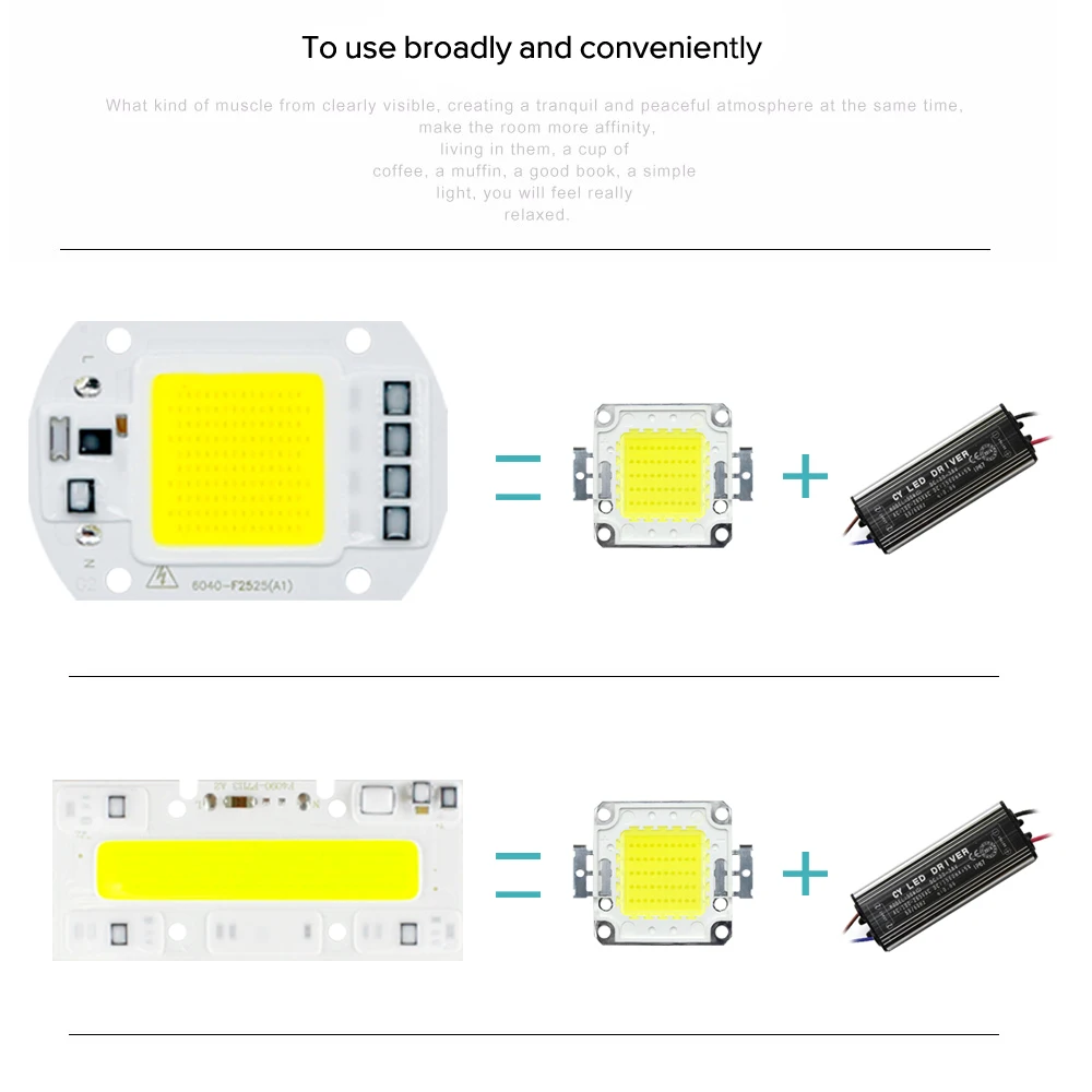 KARWEN 6 шт./лот светодиодный COB лампа 20 Вт 30 Вт 50 Вт светодиодный Вход IP65 110 В Smart IC для уличная Светодиодная лампа прожектор холодный теплый белый