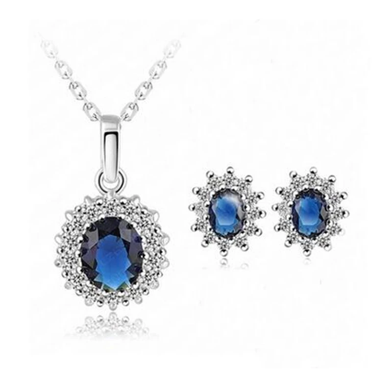 

Blue Crystal Necklace Set necklace Women Jewelry wholesale