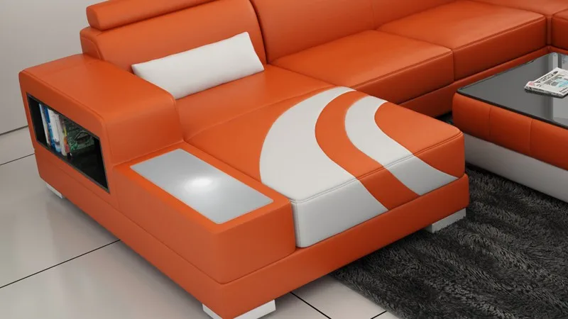0413-F3007-4 orange sofa