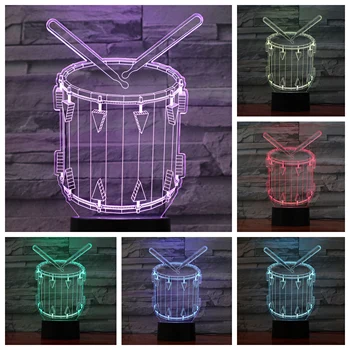 

Usb 3d Led Night Light Drum Multicolor Rgb Boys Child Kids Baby Gifts Musical Instrument Atmosphere Table Lamp Bedside Neon