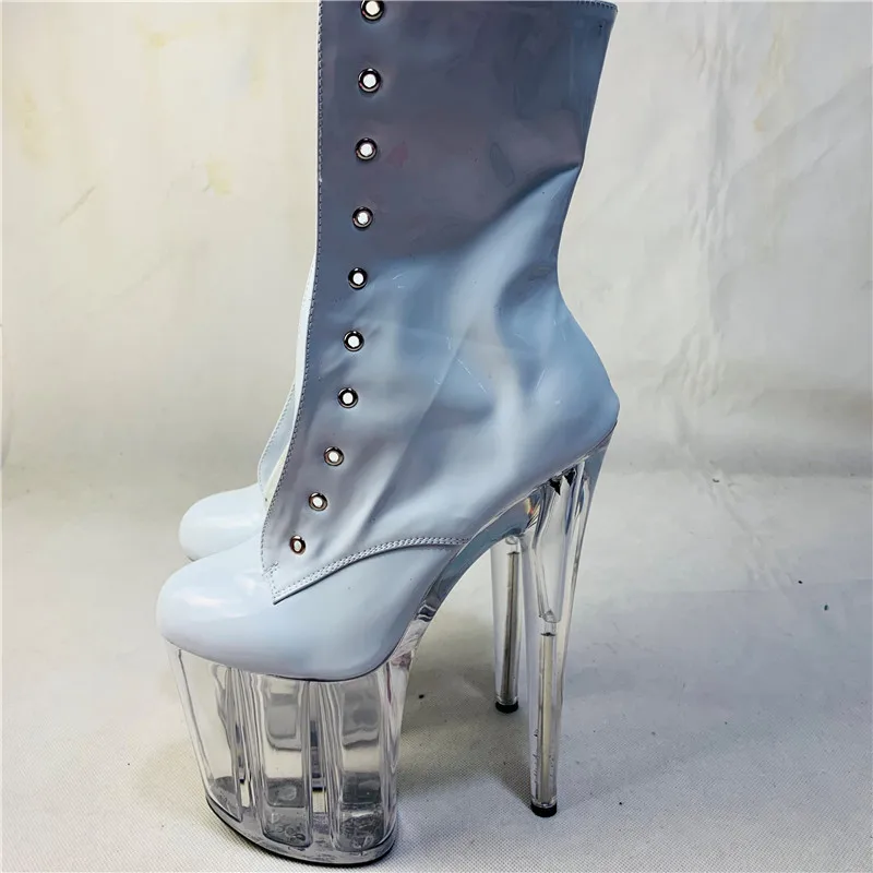 women's sexy Ultra high heel shoes fashion lace-up pumps shoes side zipper ankle boots black/white ladies 20cm boots