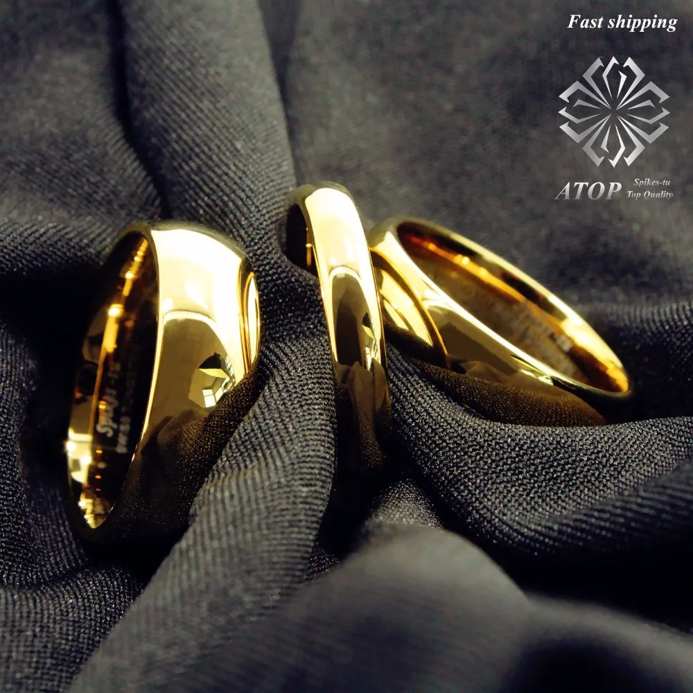 

4mm 6mm 8mm Dome Tungsten Carbide ring Gold Polished Wedding Band Engagement Ring Free Shipping