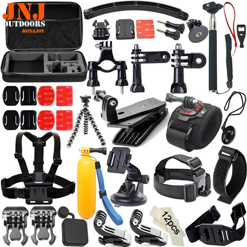 JNJ Gopro Accessories Set for go pro hero 6 5 4 3 kit way selfie stick Eken h8r / xiaomi yi EVA case VS77 | Спорт и развлечения