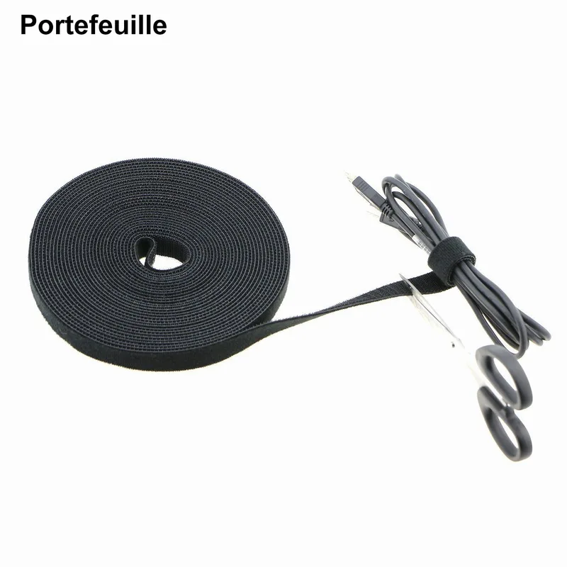 Portefeuille fastening tape Cable Tie Nylon Strap Power Wire Management Cable Hook Loop Strap Roll Holder For Mobile Phone PC PV (3)