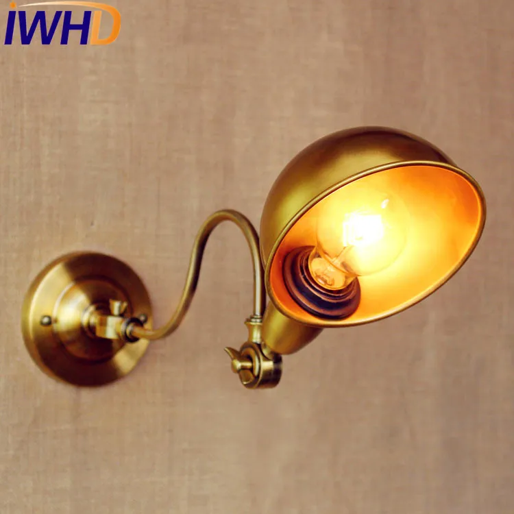 

IWHD Gold Copper Retro Vintage Wall Light LED With Long Arm Wall Lamp Loft Style Industrial Sconces Lampara Pared Iron