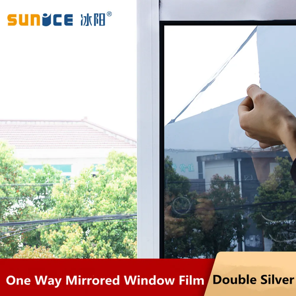 

Silver&Silver One Way Vision Film Reflective Mirrored Effect Window Tint Film Privacy Protection Heat Reduction Solar Tint Film