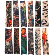 12 штук временные с длинными рукавами и принтом «Татуировка» Для мужчин печати нейлоновая Солнцезащитная рука чулки Для женщин снаружи Пеший туризм для верховой езды с защитой от солнца с рукавами-имитациями тату