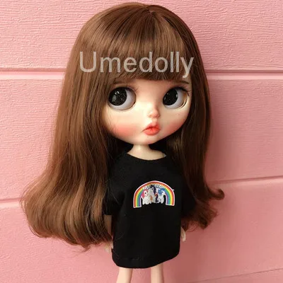 1 шт. милая маленькая футболка с изображением Пони для Blyth, 1/6 BJD, Azone, Barbies, OB24, MMK, Licca, аксессуары для куклы - Цвет: black